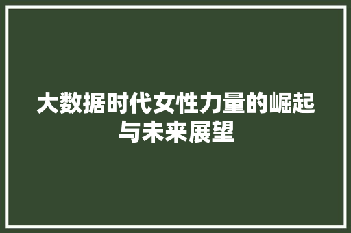 大数据时代女性力量的崛起与未来展望