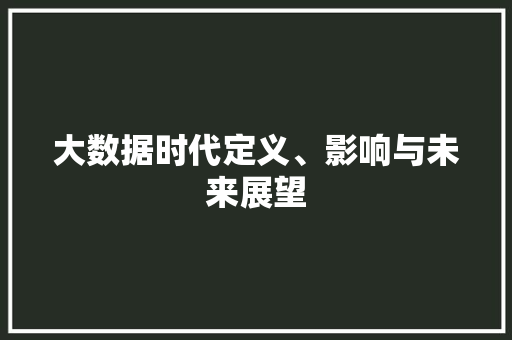 大数据时代定义、影响与未来展望