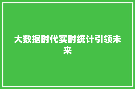 大数据时代实时统计引领未来