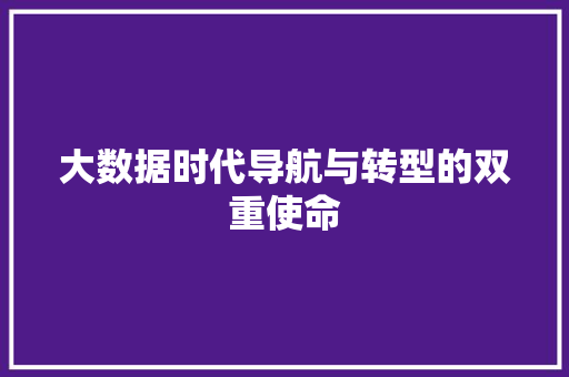 大数据时代导航与转型的双重使命 大数据时代导航与转型的双重使命