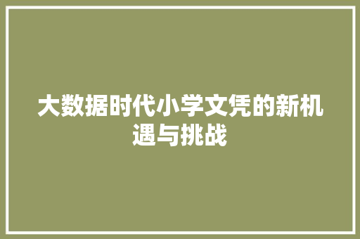 大数据时代小学文凭的新机遇与挑战 大数据时代小学文凭的新机遇与挑战