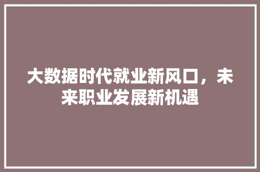 大数据时代就业新风口,未来职业发展新机遇 大数据时代就业新风口,未来职业发展新机遇