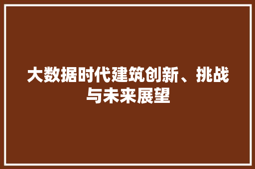 大数据时代建筑创新、挑战与未来展望