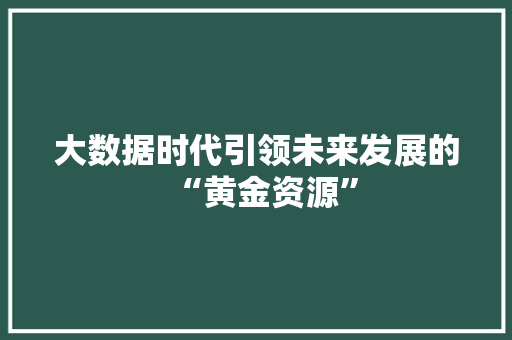 大数据时代引领未来发展的“黄金资源”