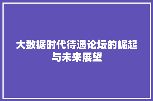 大数据时代待遇论坛的崛起与未来展望