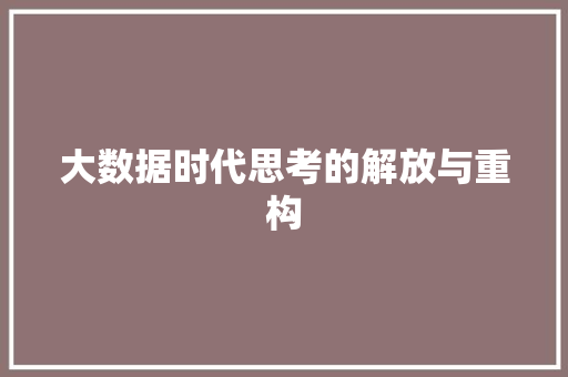 大数据时代思考的解放与重构 大数据时代思考的解放与重构