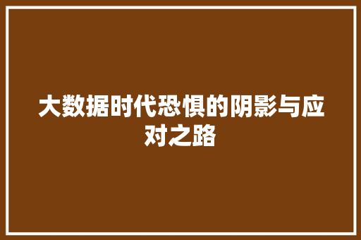 大数据时代恐惧的阴影与应对之路 大数据时代恐惧的阴影与应对之路