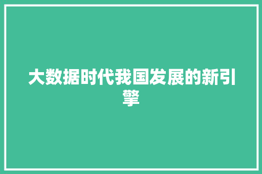 大数据时代我国发展的新引擎 大数据时代我国发展的新引擎