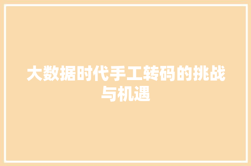 大数据时代手工转码的挑战与机遇