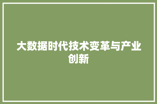大数据时代技术变革与产业创新