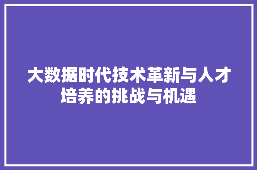 大数据时代技术革新与人才培养的挑战与机遇