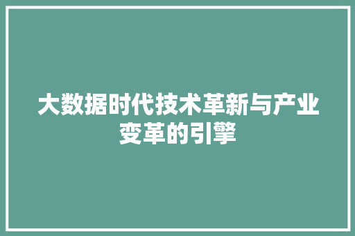 大数据时代技术革新与产业变革的引擎