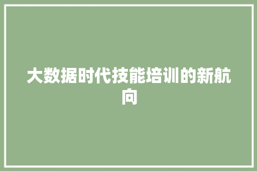 大数据时代技能培训的新航向
