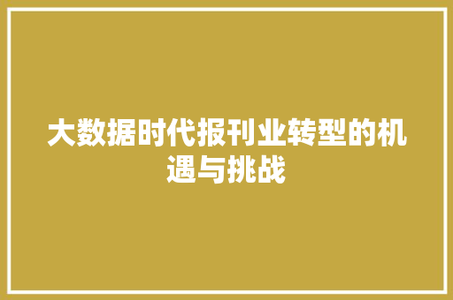 大数据时代报刊业转型的机遇与挑战