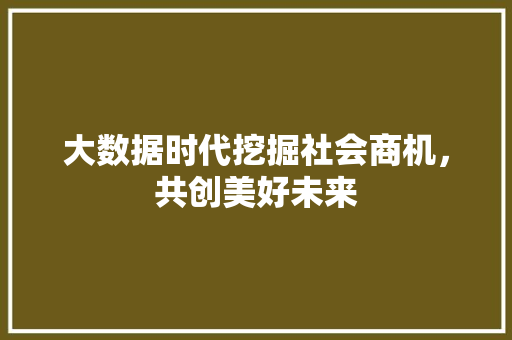 大数据时代挖掘社会商机，共创美好未来
