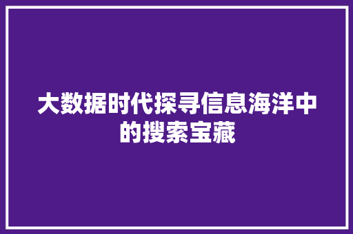 大数据时代探寻信息海洋中的搜索宝藏
