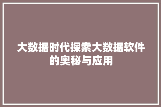 大数据时代探索大数据软件的奥秘与应用 WordPress教程
