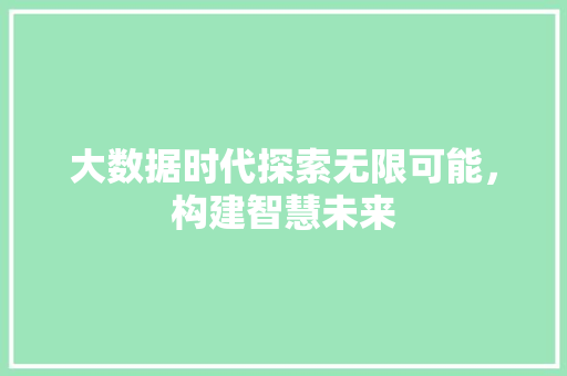 大数据时代探索无限可能，构建智慧未来
