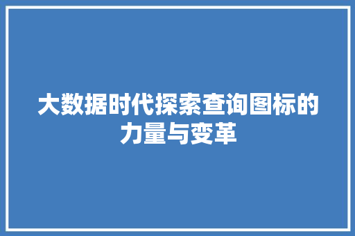 大数据时代探索查询图标的力量与变革