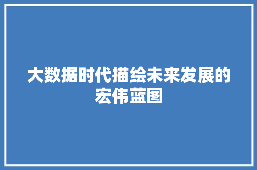 大数据时代描绘未来发展的宏伟蓝图