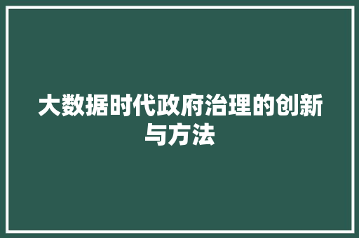 大数据时代政府治理的创新与方法 友链在线