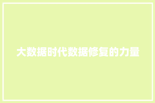 大数据时代数据修复的力量 SEO教程