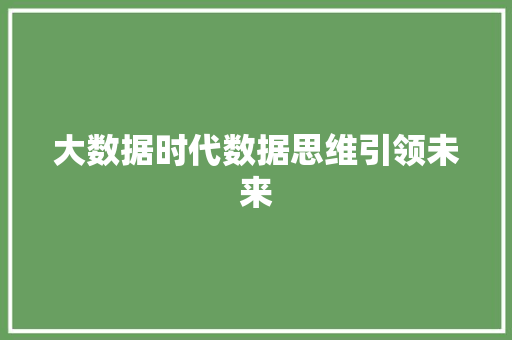大数据时代数据思维引领未来 WordPress教程