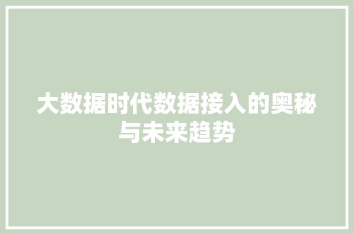 大数据时代数据接入的奥秘与未来趋势 友链在线