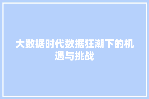 大数据时代数据狂潮下的机遇与挑战