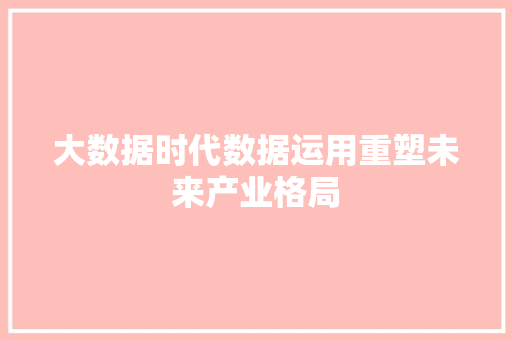 大数据时代数据运用重塑未来产业格局 建站教程