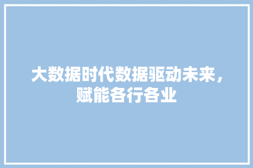 大数据时代数据驱动未来，赋能各行各业