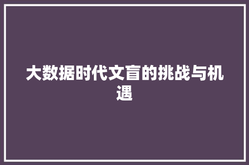 大数据时代文盲的挑战与机遇