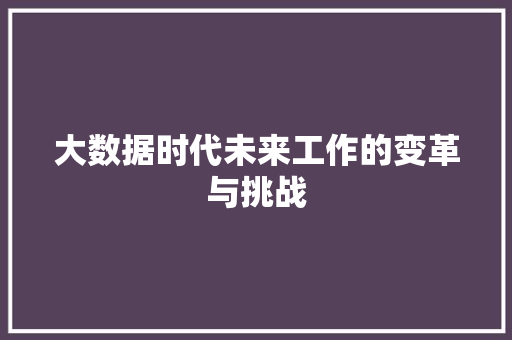 大数据时代未来工作的变革与挑战