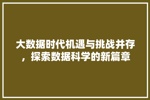 大数据时代机遇与挑战并存，探索数据科学的新篇章