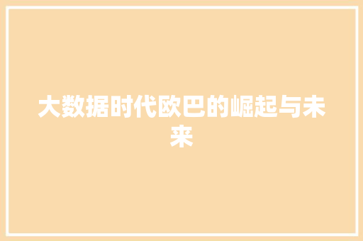大数据时代欧巴的崛起与未来