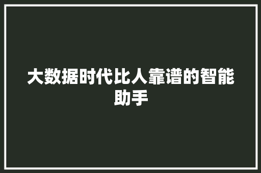 大数据时代比人靠谱的智能助手