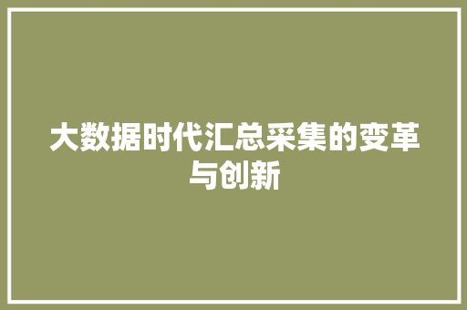 大数据时代汇总采集的变革与创新