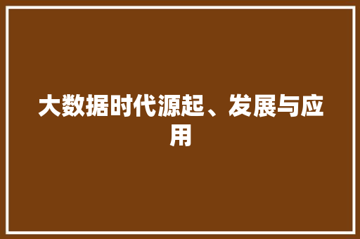 大数据时代源起、发展与应用 建站教程