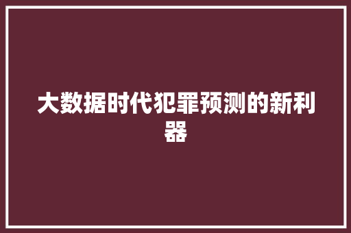 大数据时代犯罪预测的新利器