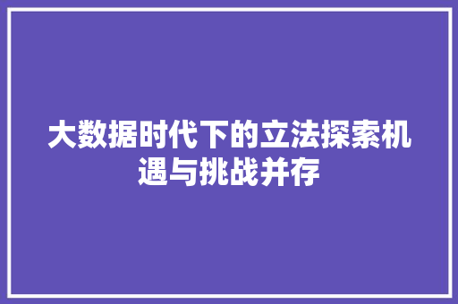 大数据时代下的立法探索机遇与挑战并存