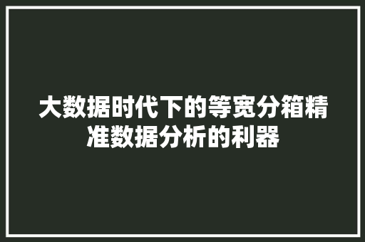 大数据时代下的等宽分箱精准数据分析的利器