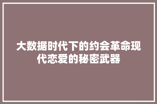 大数据时代下的约会革命现代恋爱的秘密武器