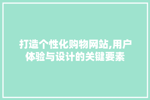 打造个性化购物网站,用户体验与设计的关键要素