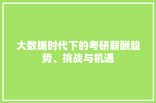 大数据时代下的考研薪酬趋势、挑战与机遇