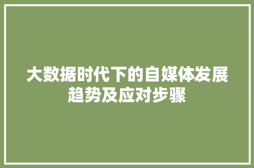 大数据时代下的自媒体发展趋势及应对步骤