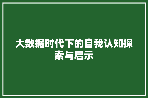 大数据时代下的自我认知探索与启示