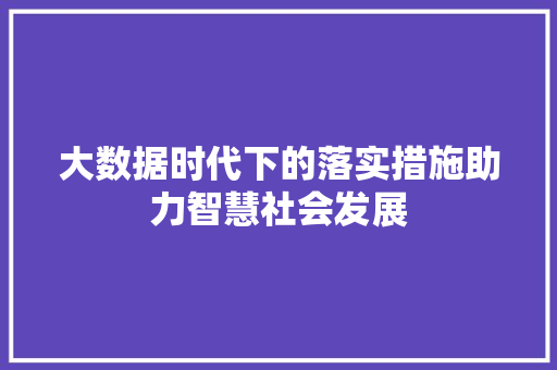大数据时代下的落实措施助力智慧社会发展