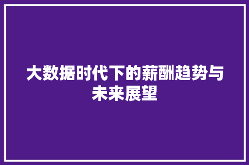 大数据时代下的薪酬趋势与未来展望