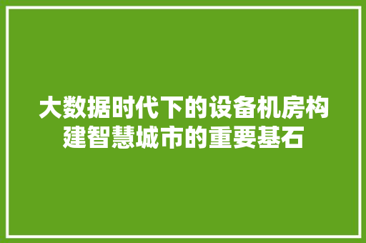大数据时代下的设备机房构建智慧城市的重要基石