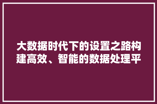 大数据时代下的设置之路构建高效、智能的数据处理平台